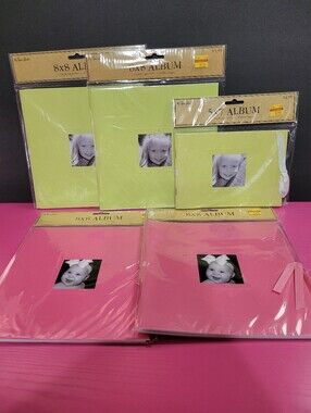 The Paper Studio Pink & Lime Photo Album Set. Set Of 5 (1246)